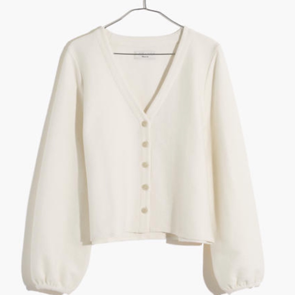 Madewell Texture & Thread Bubble Sleeve Top White